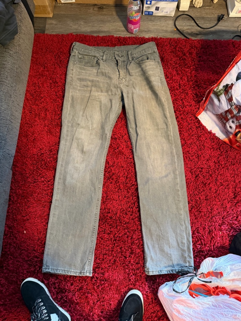 Men's Slim Straight Jeans in Light Gray